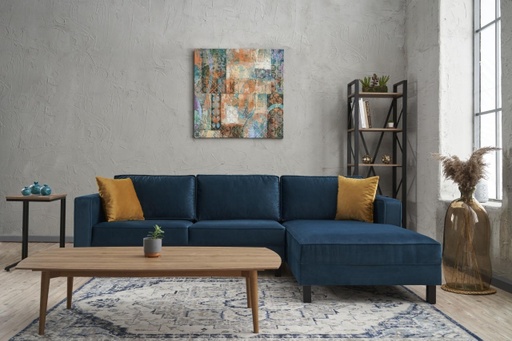 Chic Home Kaarina Pellava kulmasohva divaanilla 258x181 cm R, sininen