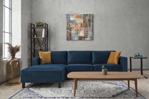 Chic Home Kaarina Pellava kulmasohva divaanilla 258x181 cm L, sininen