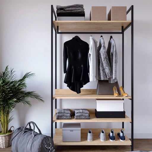 [8682870864603] Chic Home Sanni vaatehyllykkö tangolla 100x40xK180 cm, beige/musta