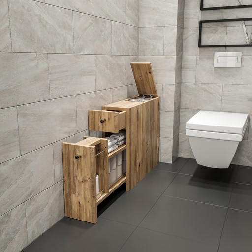 [8682870101395] Chic Home Carolina säilytyslaatikosto WC-/kylpytiloihin 19x60xK55 cm, ruskea