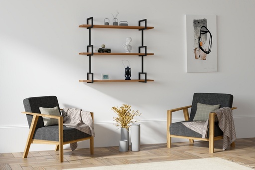[8681875449631] Chic Home Ursula seinähylly 87x23xK76 cm, 3-tasoa, tummanruskea/musta
