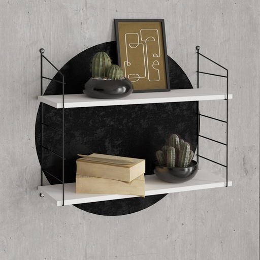 [8681181788738] Chic Home Airi seinähylly 72x20xK58 cm, 2 tasoa, valkoinen/musta
