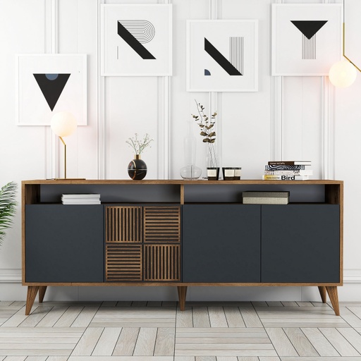 Chic Home Miina senkki 180x35xK79 cm, tummanruskea/antrasiitti