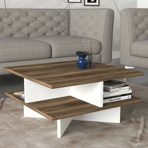 Chic Home Hanna sohvapöytä 60x60xK33 cm, ruskea/valkoinen