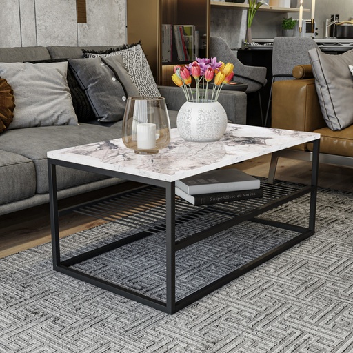 [8682870704381] Chic Home Aliisa sohvapöytä 95x55xK43 cm, valkoinen/musta