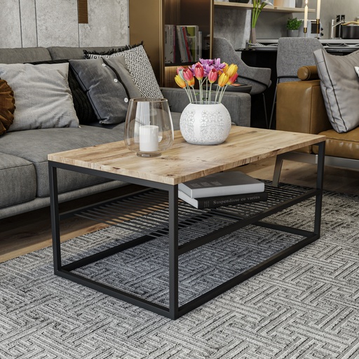 [8682870704367] Chic Home Aliisa sohvapöytä 95x55xK43 cm, ruskea/musta