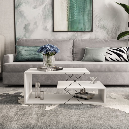 Chic Home Anne sohvapöytä 100x50xK40 cm, valkoinen/musta