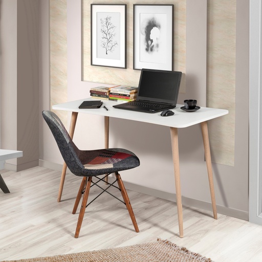 Chic Home Frans työpöytä 120x60xK77 cm, valkoinen/ruskea
