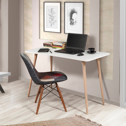 [8682870131088] Chic Home Frans työpöytä 120x60xK77 cm, valkoinen/ruskea