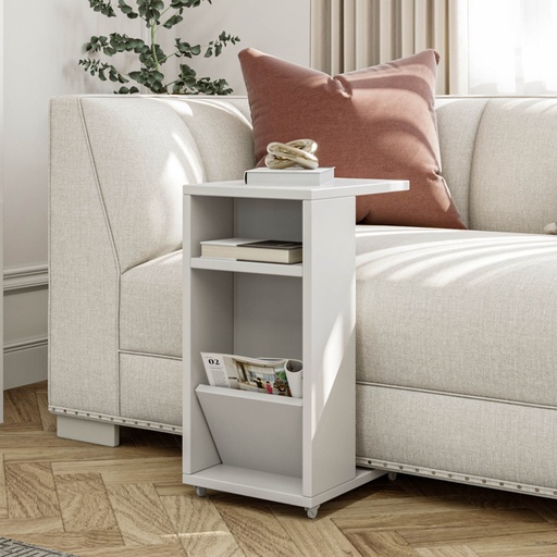 [8682870956148] Chic Home Fina sivupöytä renkailla 30x40xK63 cm, valkoinen