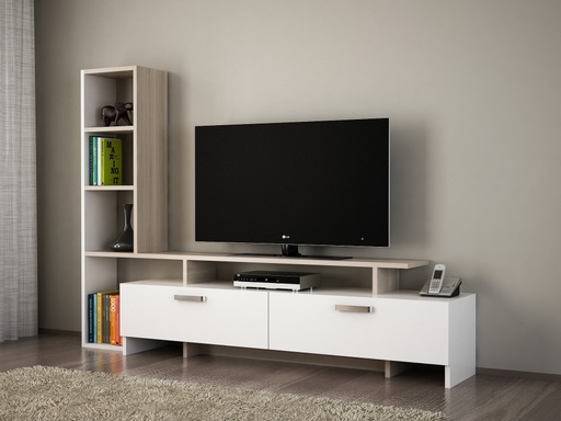 Chic Home Simo TV-kalustesetti 168x22xK120 cm, valkoinen/ruskea