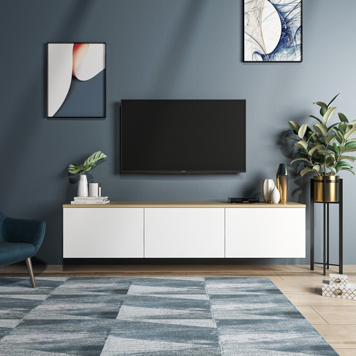 Chic Home Neeta TV-taso 160 cm, valkoinen/vaaleanruskea