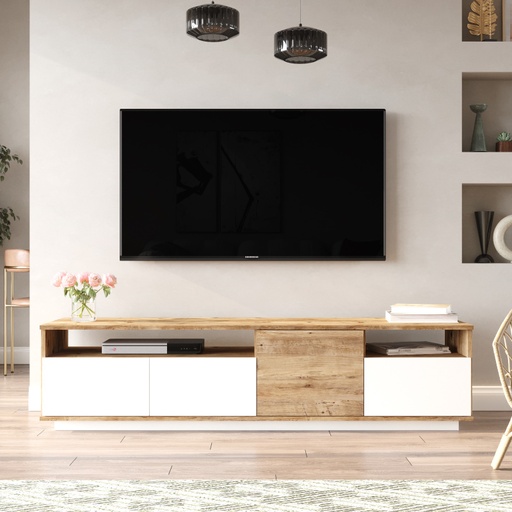 Chic Home Franni TV-taso 180 cm, ruskea/valkoinen