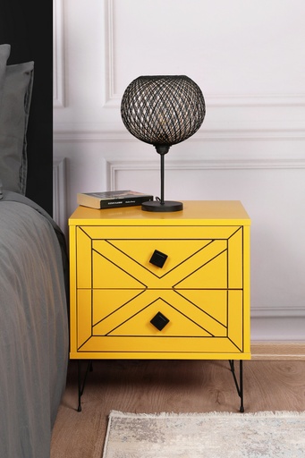 Chic Home Luona yöpöytä laatikoilla L50xS40xK55 cm, keltainen